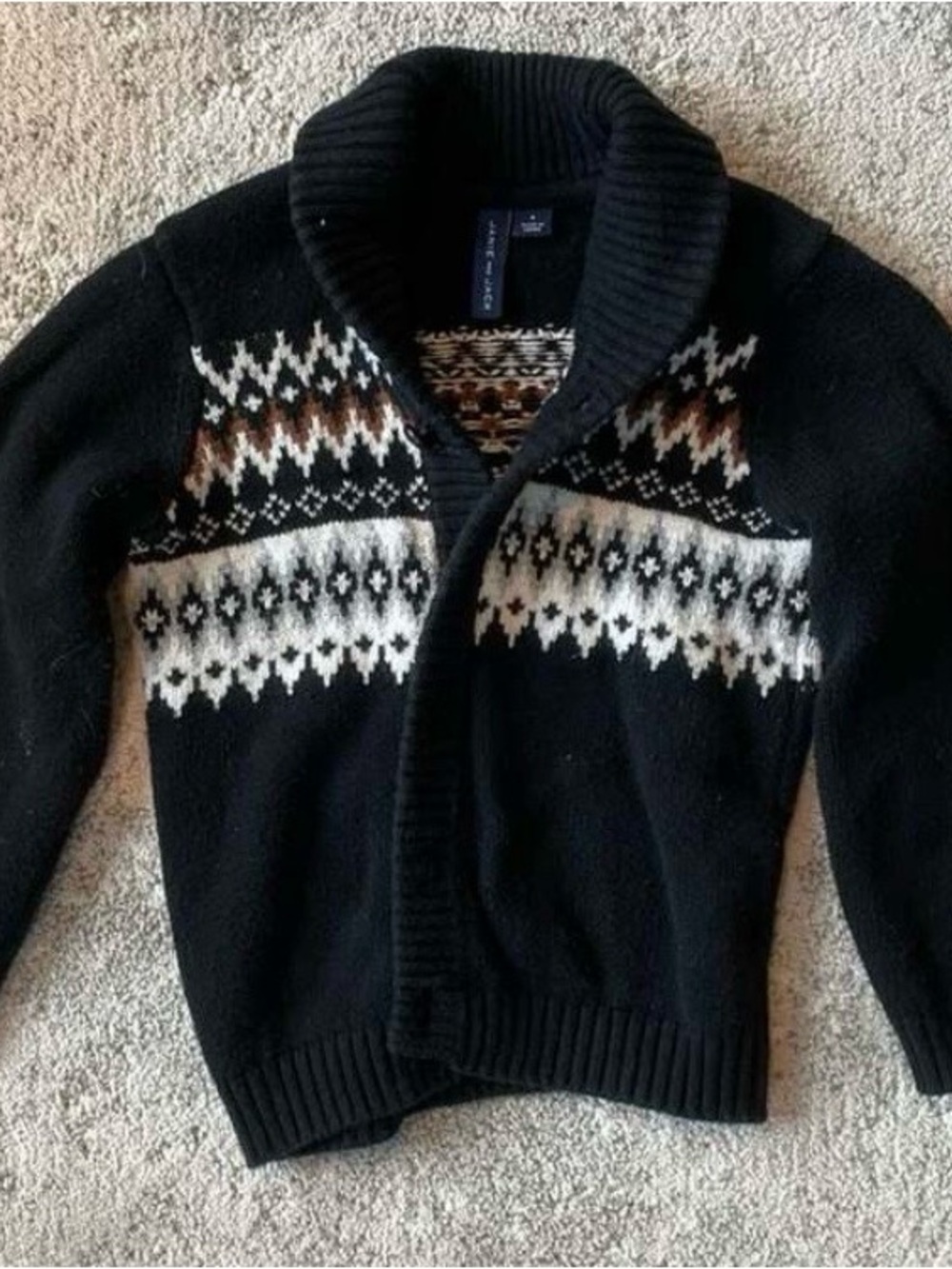 Janie and Jack Boys Fair Isle Shawl Collar Cardigan Sweater Size 4